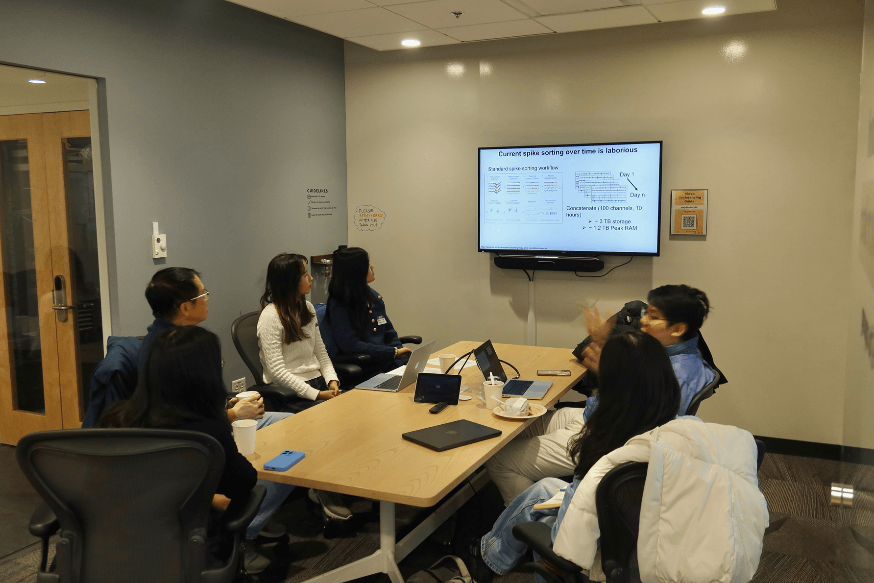 Team working together in meeting room